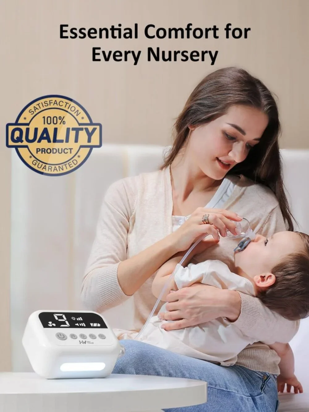 Baby Nasal Aspirator - Hospital Grade Suction, 9 Levels, Silicone Tips, Night